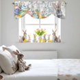 thumbnail image 4 of Happy Easter Bunny Tie Up Valances Curtain, Spring Gray Rabbit Colorful Eggs Wood Grain Adjustable Rod Pocket Short Window Treatment Tie Up Curtains Valances for Kitchen Bathroom 42x18 Inches, 4 of 9