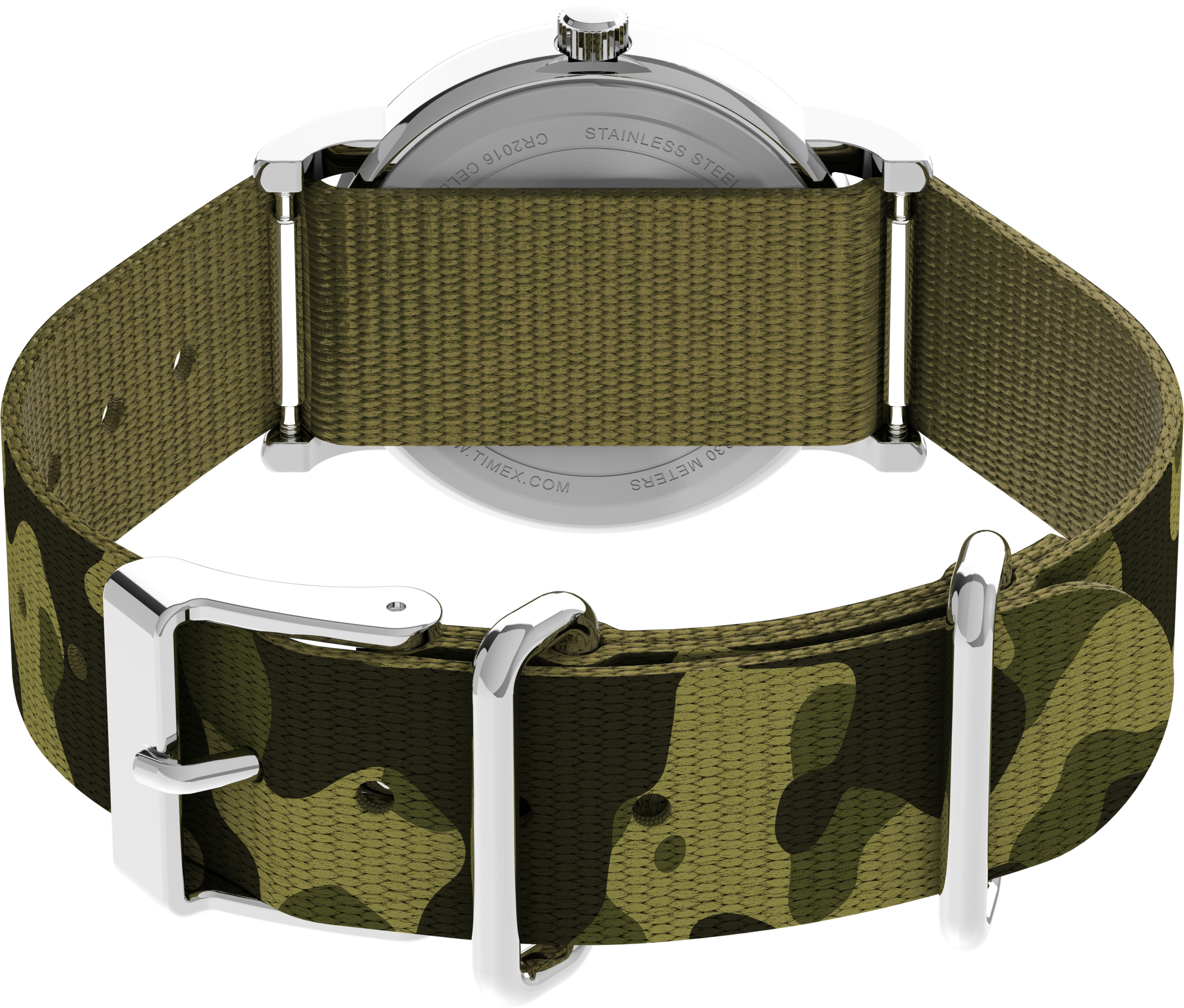 Timex Women's Weekender 31mm Watch - Silver-Tone Case Camo Fabric Strap White Dial