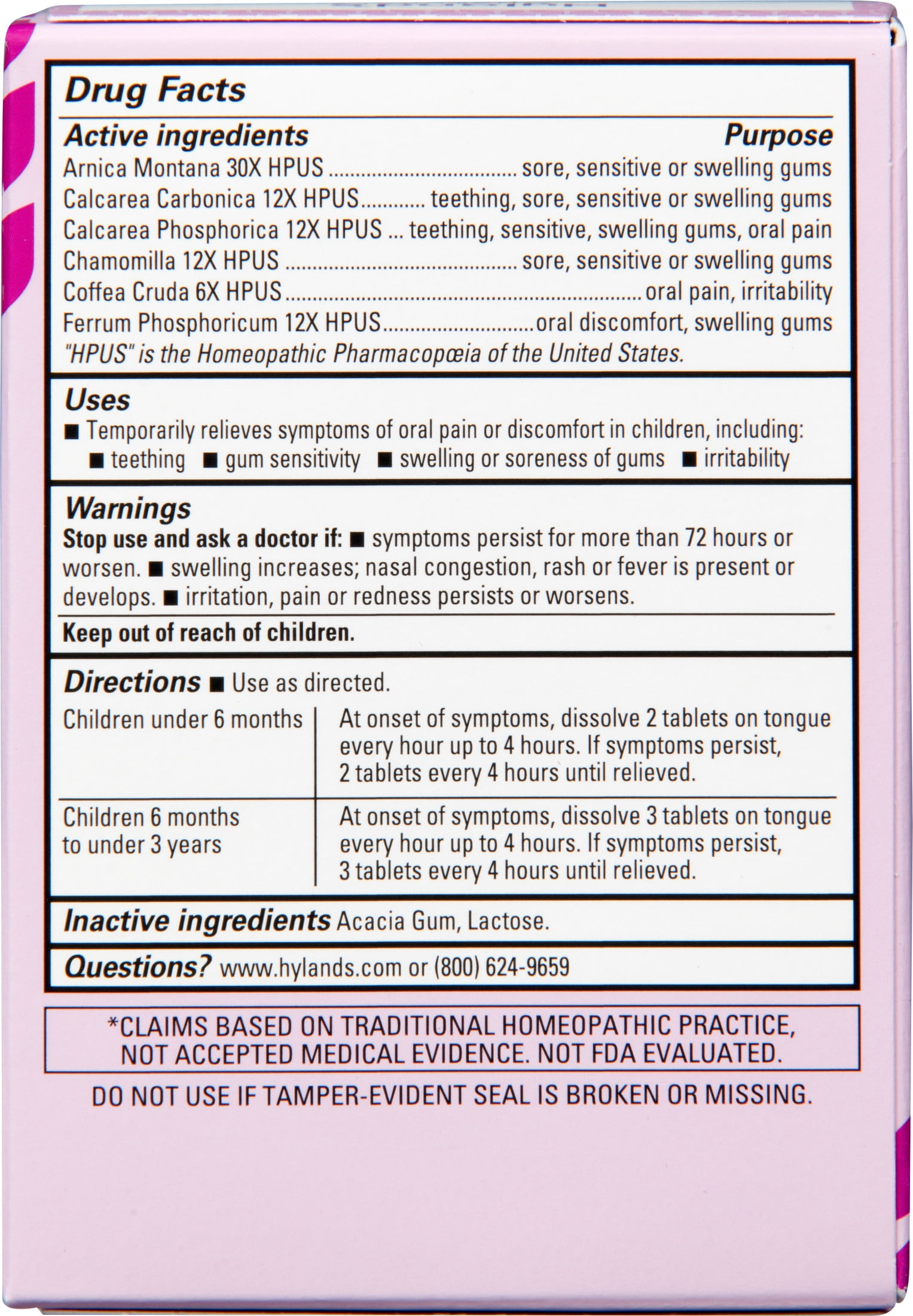 (2 pack) Hyland's Baby Daytime Oral Pain Relief Tablets for Oral Discomfort and Swelling, 125 Count