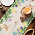 thumbnail image 3 of Green Plaid Easter Table Runner - 60 Inch Long Blue Truck Spring Floral Bunny Rustic Cotton and Linen Blended Dress Scarves Farmhouse Table Runner for Kitchen Dining, Coffee Table, 13" x 60", 3 of 8