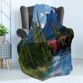 thumbnail image 4 of Nature Soft Flannel Fleece Blanket, Pipestone River Rushes Past Log Lake Louise Village Banff National Park, Cozy Plush for Indoor and Outdoor Use, 50" x 60", Forest Green Turquoise, by Ambesonne, 4 of 5