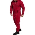 thumbnail image 2 of Yokua Men's Fleece Jumpsuit Piece Hooded Sweatshirt sie Fleece Zip Up Lounge Jogger Sweatsuit Overall Romper, 2 of 8