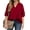 Wine Red, variant on WellSize 3/4 Roll Sleeve Work Shirts for Women Plus Size Tunic Tops Flowy V Neck Button Down Blouses with Pockets