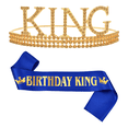 thumbnail image 3 of CUMPLEAÑOS Fiesta CUMPLEAÑOS REY Correa para el hombro Corona Conjunto Accesorios decorativos Etiqueta de CUMPLEAÑOS para hombres Correa para la cabeza, 3 of 5