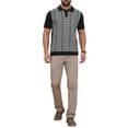 thumbnail image 2 of INSPIRE CHIC Edition Men's Houndstooth Polo Shirts Summer Short Sleeve Casual Knit Shirt XL Black White, 2 of 5