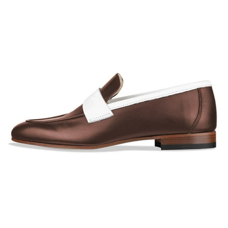 YDN Women Business Strap Loafers Round Closed Toe Slip On Flats Pumps Block Low Heels Office Daily Dressy Shoes Size 5.5 Brown