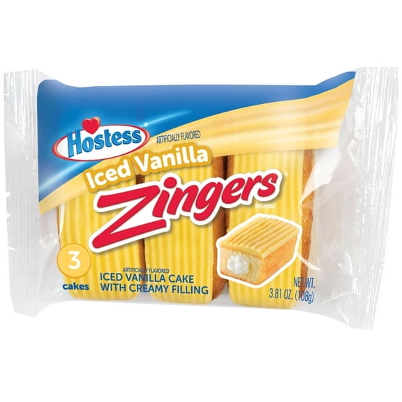 Hostess Zingers Vanilla Cake Vanilla Icing Serve 3.81 oz 3 Count Wide Regular (Pack of 2)