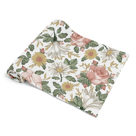 Sweet Jojo Designs Vintage Floral Girl 100% Cotton Muslin Baby Swaddle Receiving Blanket