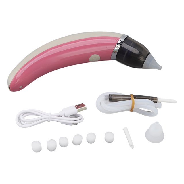 Aspirador nasal eléctrico y removedor de cerumen, limpiador de mocos de doble función para niños, color rosa