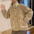 thumbnail image 5 of UAMVSH Women's Fuzzy Fleece Jackets Fashion Long Sleeve Lapel Neck Button down Sherpa Fluffy Coats Warm Winter Outwear(XX-Large,Brown), 5 of 7