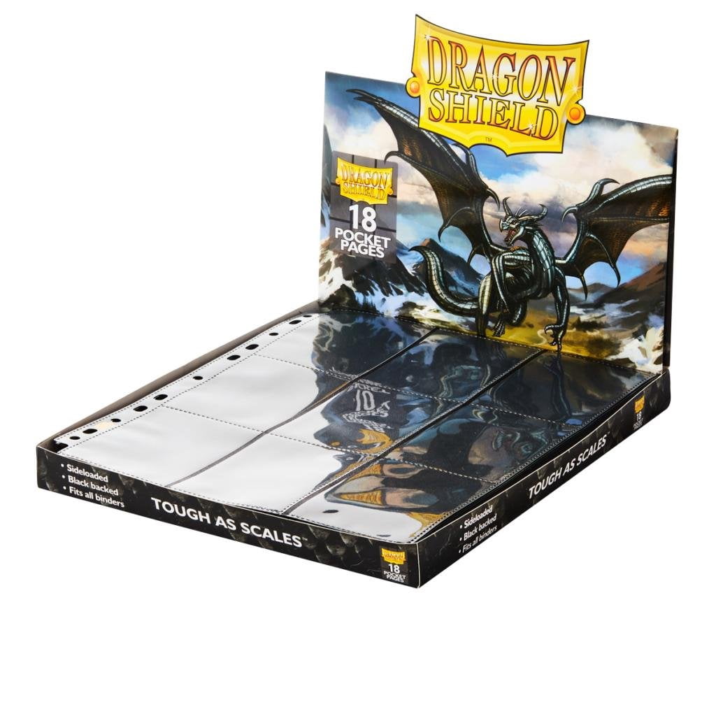 Clear 50 Pack Dragon Shield 18 Pocket Binder Pages Card Storage for 3 Ring Binder Portfolio Display