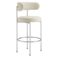 thumbnail image 3 of Modway Albie 28.5" Fabric Bar Stool in Beige and Silver (Set of 2), 3 of 11