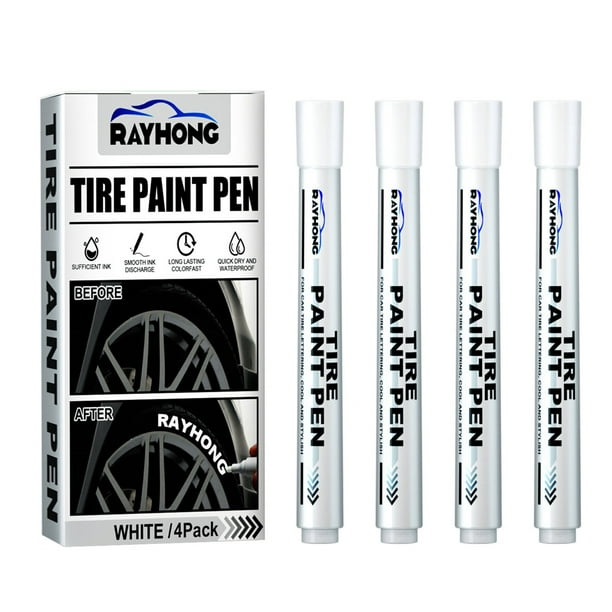 Goxfaca Tire Paint Marker Pen 4 Pieces White Marker Pens White Tyre