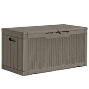Homall 100 Gallon Outdoor Box Deck Plastic Resin Storage Box, Brown