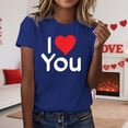 thumbnail image 2 of KHONTS Valentine's Day Heart Printed Couple Humor Tees Short Sleeve Crew Neck Tops I Love You T Shirts Dark Blue XXXL, 2 of 4