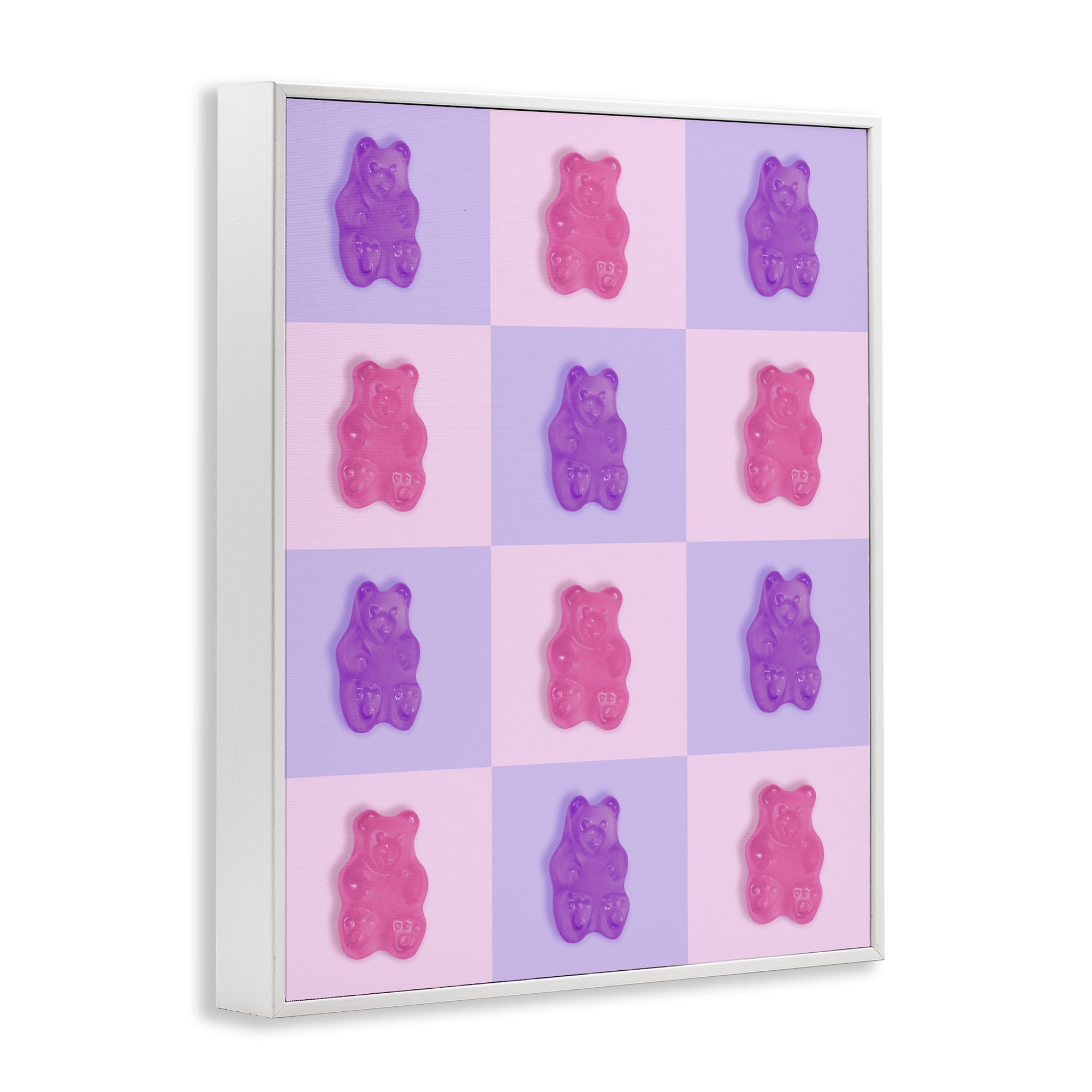 Stupell Industries Pink & Lilac Candy Bears White Framed Giclee Art, design by LISH Creative