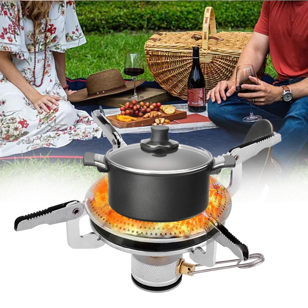 Qiilu Portable Mini Camping Stoves Folding Outdoor Gas Stove Portable