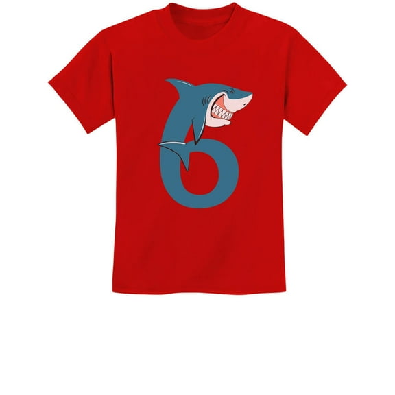 Tstars Boys Unisex 6th Birthday Gift Shark Shirt Birthday Gift for 6 Year Old Birthday Gift for Boys Gift for Six Years Old Birthday Party B Day Youth Kids T Shirt