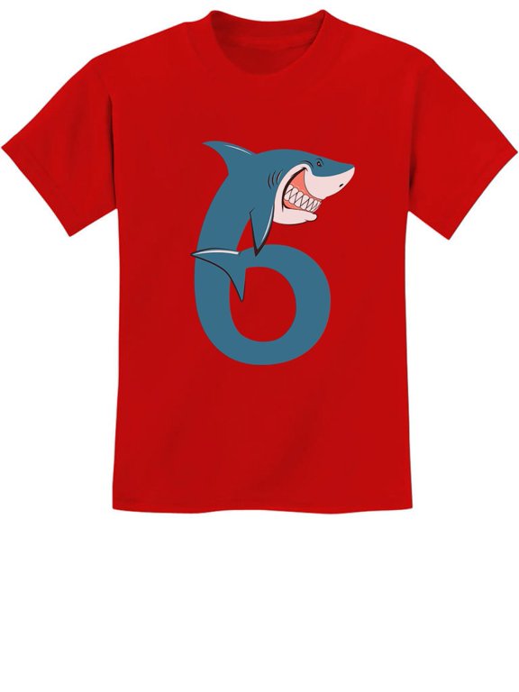 Boys Unisex 6th Birthday Gift Shark Shirt Birthday Gift for 6 Year Old Birthday Gift for Boys Gift for Six Years Old Birthday Party B Day Youth Kids T Shirt