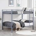 thumbnail image 4 of GVN Sturdy Bed Frame, Bedroom Platform Bed Frame,Full Over Full Bunk Bed, Heavy Duty Metal Bunk Bed Frame with Built-in Ladder and Safety Guard Rail, Gray, 4 of 12