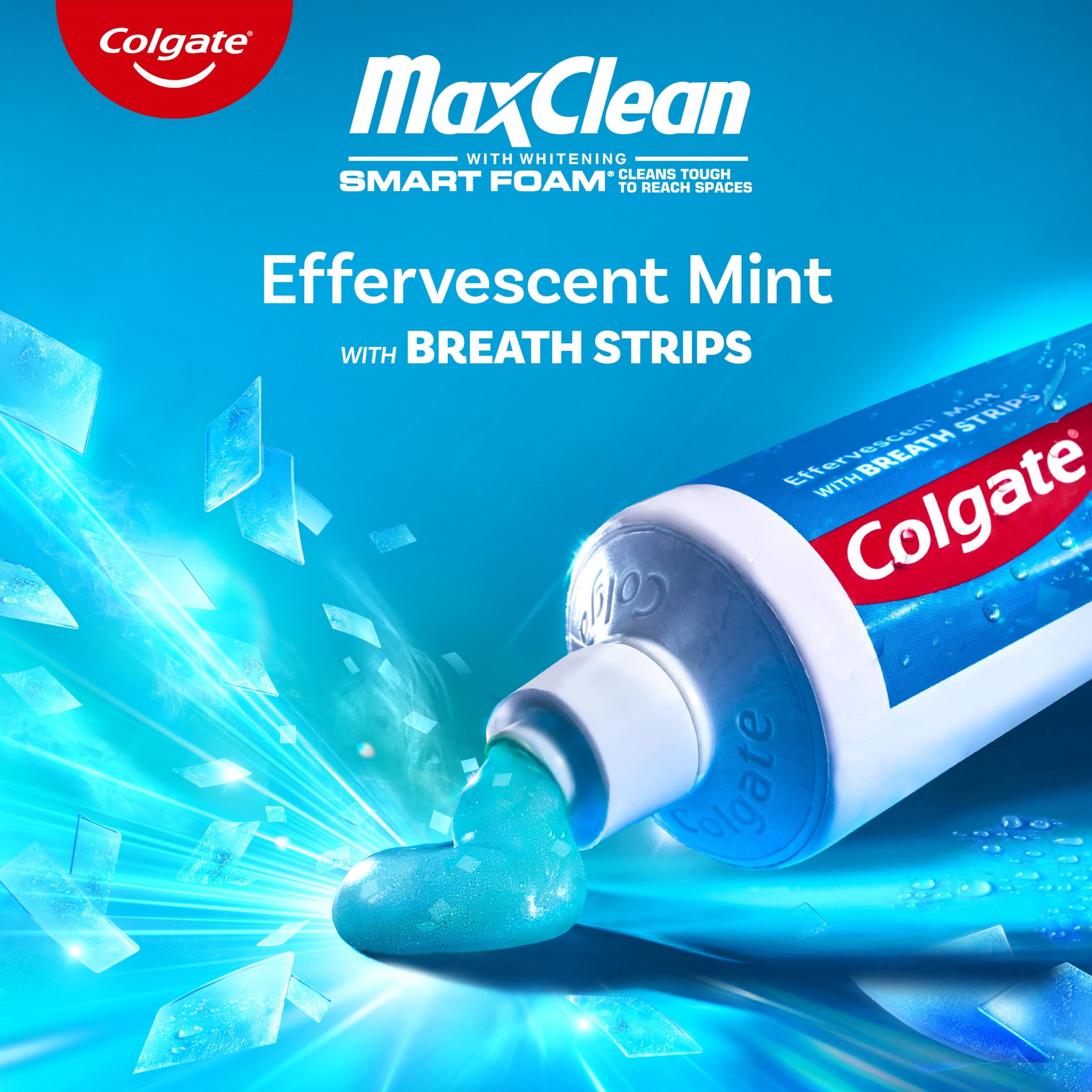 Colgate Max Clean Smart Foam Whitening Toothpaste, Effervescent Mint, 6.0 oz