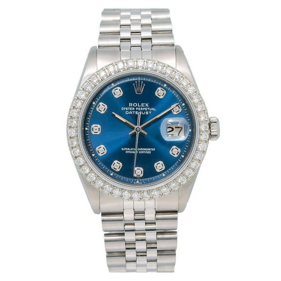 Pre-Owned Rolex Datejust 1601 36MM Blue Diamond Dial With Stainless Steel Jubilee Bracelet