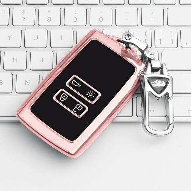 Car Key Shell for Renault Kadjar Grand Scenic Clio Master Bus Megane Koleos  Dacia Espace Duster 2 Cover Case for Remote Key TPU Key Cover with  Keyring-Pink 