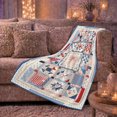 thumbnail image 6 of Patriotic Quilted Patchwork, Festive autumn celebration Scene, Warm Flannel Blanket for Cabin and Lodge with Detailed Artwork, Art Lovers autumn celebration Gift, Festive Home Decor, 6 of 9