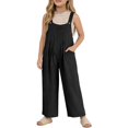 thumbnail image 2 of Jumpsuit for Kids Girls Casual Sleeveless Loose Overalls Pants with Pockets Kids Summer Clothes 5-6 Years, 2 of 7