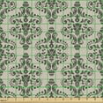 thumbnail image 2 of Victorian Fabric by the Yard, Floral Themed Ornamental Shapes in Repetitive Damask Pattern, Decorative Upholstery Fabric for Sofas and Home Accents, Grey Yellow Dark Sepia by Ambesonne, 2 of 5