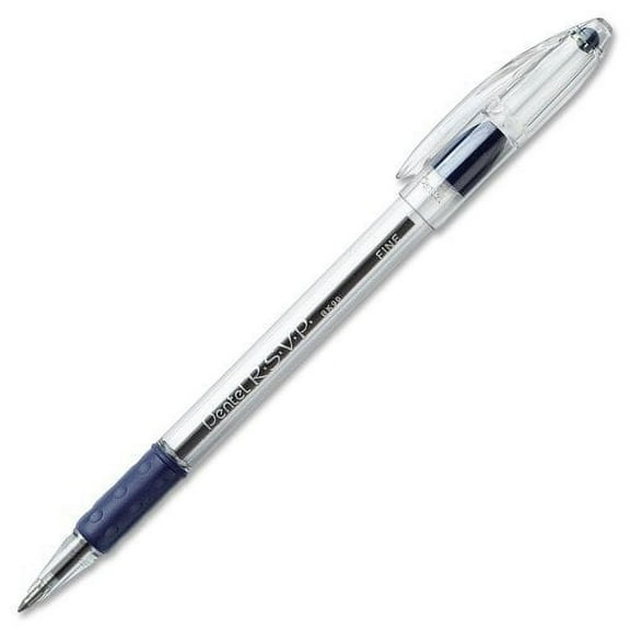 Wholesale CASE of 20 - Pentel R.S.V.P. Ballpoint Stick Pens-Ballpoint Pen, Fine Point, Blue Ink/Clear Barrel