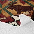 thumbnail image 5 of Manfei Woodland Deer Quilt Full,Patchwork Geometric Grid Full Bedspread Sets,Brown,3-Piece, 5 of 7