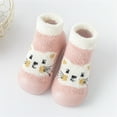 thumbnail image 2 of Aayomet Cute Baby Walking Shoes Baby Boys Girls Shoes First Walkers Cute Cartoon Warm Thickened Antislip Shoes Socks (Pink, 20 ), 2 of 3
