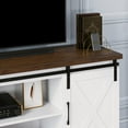 thumbnail image 2 of DSstyles Farmhouse Sliding Barn Door TV Stand for 65 inch TV, White Entertainment Center, 58 inch TV Console Table, Home Living Room Wood TV Stand with Movable Shelf, 2 of 10