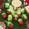 thumbnail image 5 of Lksixu 18 Pcs Christmas Ball Ornaments with Fuzzy Hair, 2.4" Red and Green Glitter Decorative Ball Pendants, Shatterproof Christmas Tree Hanging Bauble Christmas Tree Decoration for Party Holiday, 5 of 6