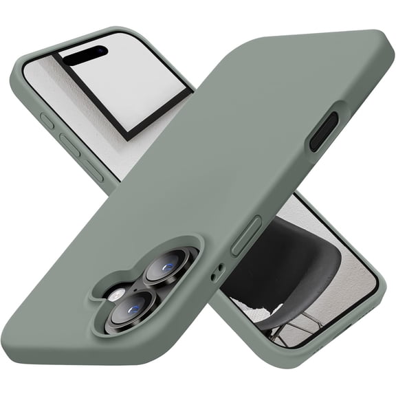 Designed for iPhone 16 Case, Silicone Ultra Slim Shockproof Protective Phone Case with [Soft Anti-Scratch Microfiber Lining], 6.1 inch, Calke Green