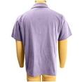 thumbnail image 2 of FRSASU Corduroy Shirt for Men Pullover Short Sleeve Polo Shirt Casual Work Collared Shirt Half Button Up Top Purple, 2 of 7