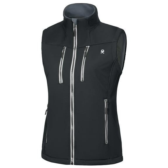 Little Donkey Andy Women's Fleece Lined Vest,Lightweight Softshell Sleeveless Jacket for Running Hiking Golf Black XS