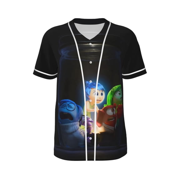 Mens Inside O-u Baseball Shirt Graphic Tshirt V Neck Jersey Button Down Short Sleeve Tops