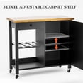 thumbnail image 3 of Coffee Bar, Farmhouse Coffee Bar Cart on Wheels with Storage Cabinet and Adjustable Shelves, Wood Corner Coffee Bar Station for Kitchen Dining Room, Living Room, Black, 3 of 6
