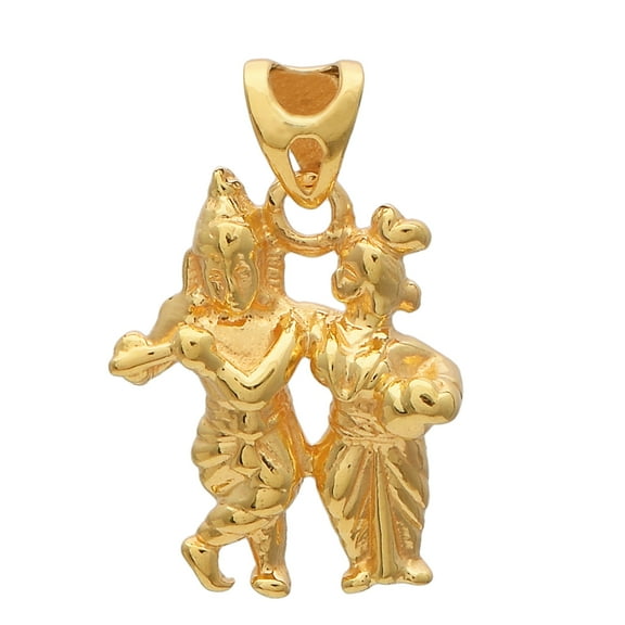 925 Sterling Silver Gold Vermeil Traditional Religious Radha Krishna Pendant Jewelry