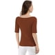 thumbnail image 5 of Camiseta Suave de media manga Allegra K cuello redondo Entallado Marrón XXL, 5 of 6