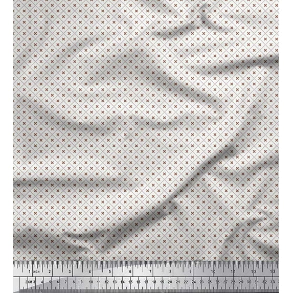 Soimoi Modal Satin Fabric Check Shirting Print Fabric by The Yard 42 Inch Wide