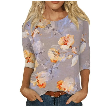 

Save on Air Fryers Accessories! Summer Blouses for Women Women s Summer Three Quarter Sleeve Crewneck Casual Printed Blouses
