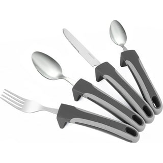 Weighted 7 oz Eating Utensils by Celley, 4pc Stainless Steel Knife Fork  Spoon Set for Tremors and Parkinsons Patients