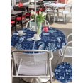thumbnail image 6 of Outdoor Tablecloth with Umbrella Hole Zipper Navy Blue Coastal Round Tablecloth 54" Waterproof Outside Table Cloth Nautical Ocean Seahorse Coral Shell Patio Table Cover Tablecloths for Picnic Party, 6 of 8