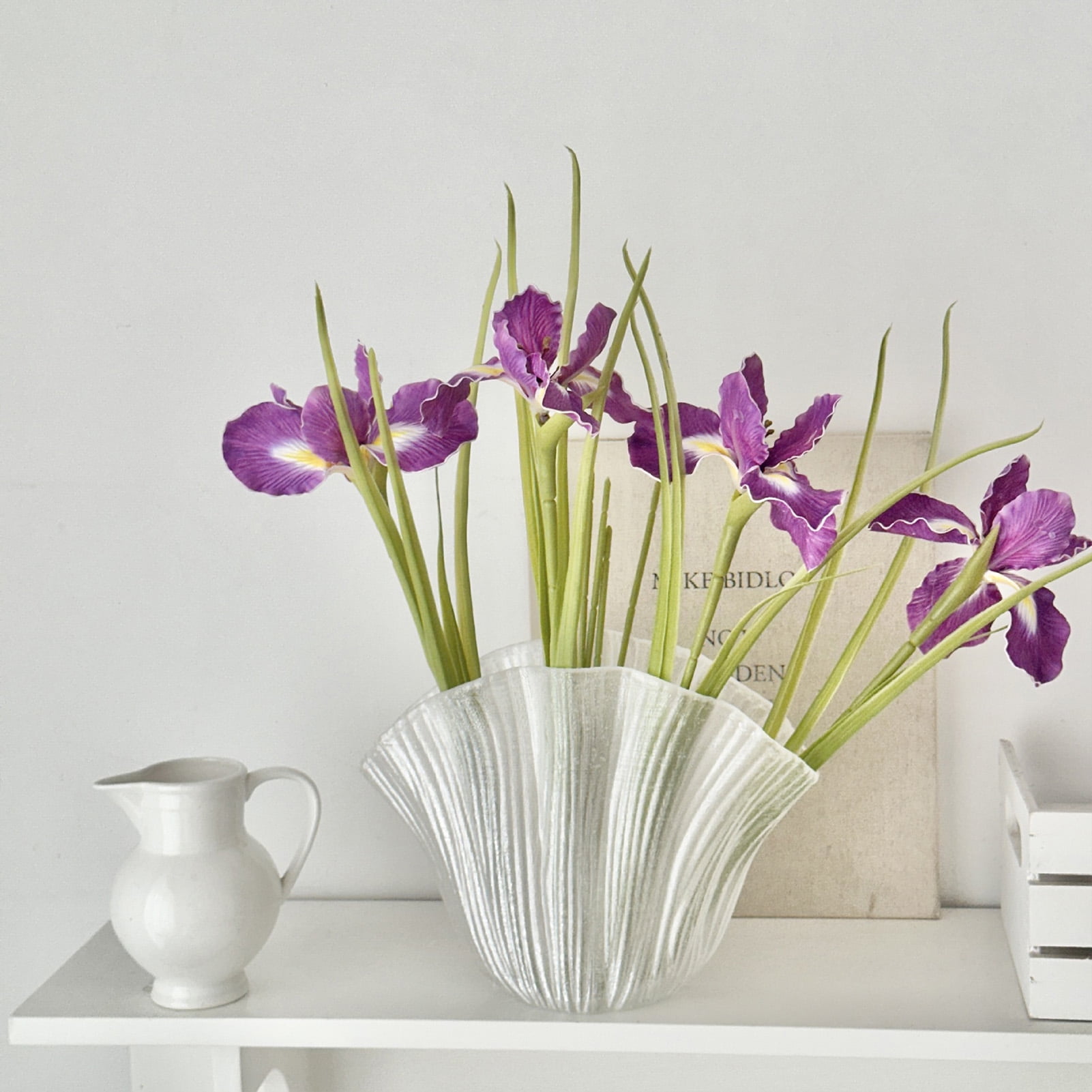 26 Artificial Iris Flower Real Touch Fake Flower Bouquet with Long Stem for Flower Arrangement Wedding Centerpiece Bridal Bouquet Home Kitchen Party Decor