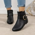 thumbnail image 2 of Dasayo Ankle Women Boots Wide Width Low Heel Black Buckle Side Zip Faux Leather Western Booties Women Shoes 36, 2 of 5