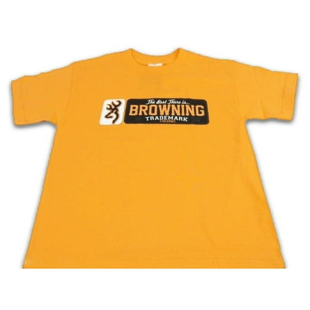 Youth Browning Ripped Label Buckmark T-Shirt Boys Girls Gold Tee Size