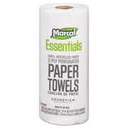 Marcal Perforated Kitchen Towels, White, 2-Ply, 9"x11", 85 Sheets/Roll, 30 Rolls/Carton -MRC06350